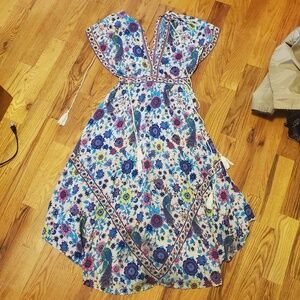 Gorgeous Floral Peacock Colorful Sun Dress!